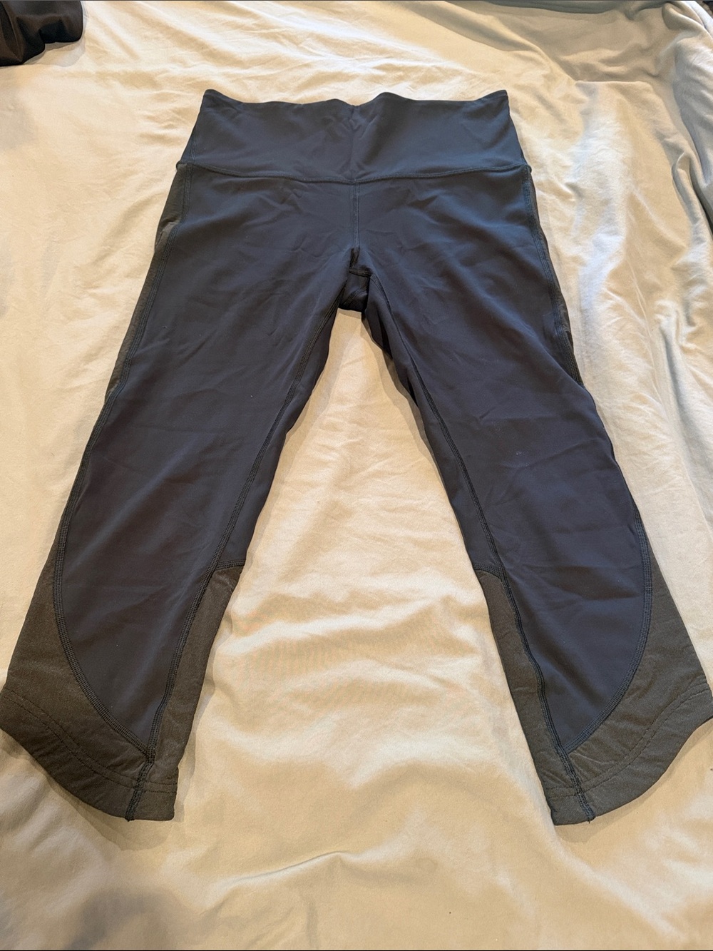 lululemon athletica Black Capri Leggings with Mesh Insets